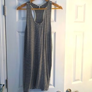Mini black white strip racer back dress